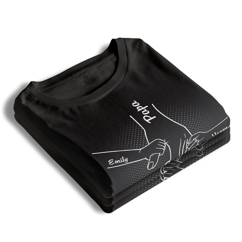 Main dans la main, je te protégerai toujours - T-shirt unisexe personnalisé pour la famille - Cadeau de fête des pères, d'anniversaire pour papa, grand-père