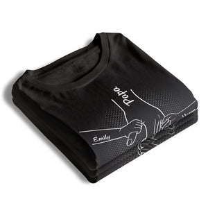Main dans la main, je te protégerai toujours - T-shirt unisexe personnalisé pour la famille - Cadeau de fête des pères, d'anniversaire pour papa, grand-père