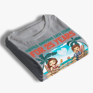Happily Annoying Each Other And Still Going Strong - Couple Personalized Custom Unisex T-shirt, Hoodie, Sweatshirt - Summer Vacation, Gift For Husband Wife, Anniversary
