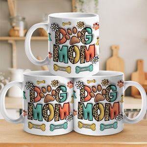 Yappy Holidays Cat Mom Dog Mom - Mug personnalisé avec effet gonflable 3D pour chien et chat - Cadeau de Noël pour les propriétaires et les amoureux des animaux