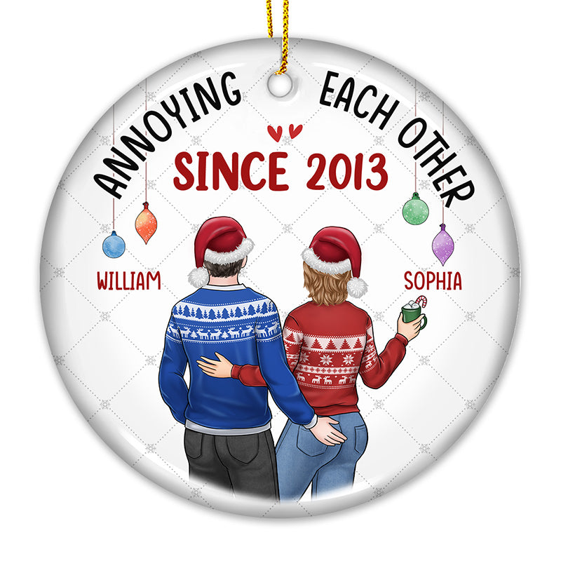 C'est toujours mieux quand on est ensemble - Ornement personnalisé pour couple - Forme ronde en céramique - Cadeau de Noël pour mari et femme, anniversaire