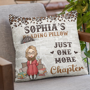 Coussin de lecture « Juste un chapitre de plus » – Coussin de poche personnalisé – Cadeau pour les amoureux des livres