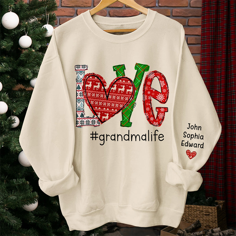 La grand-mère parfaite - Sweat-shirt unisexe personnalisé avec motif sur la manche - Cadeau de Noël pour maman et grand-mère