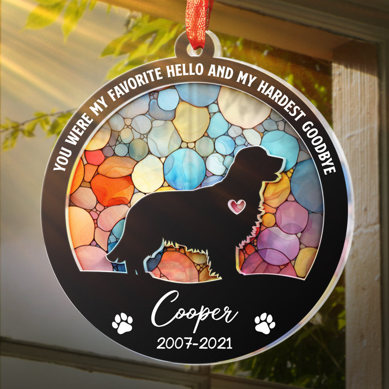 Tu nous manqueras pour le reste de notre vie - Ornement attrape-soleil personnalisé commémoratif - Forme ronde en acrylique - Cadeau de condoléances pour les propriétaires d'animaux de compagnie, les amoureux des animaux