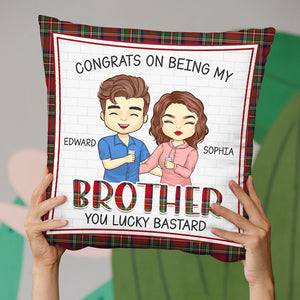 Félicitations pour être devenu mon frère et ma sœur ! Coussin personnalisé pour la famille ! Cadeau pour frères et sœurs