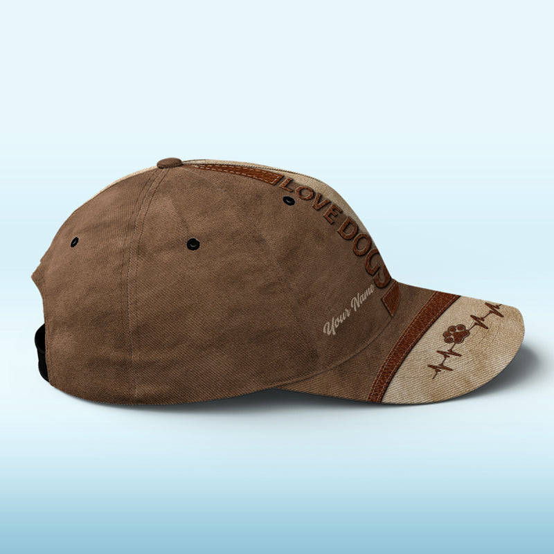 Le bonheur est un chiot gris chaleureux – Bonnet personnalisé pour chien, casquette classique à imprimé intégral – Nouveauté, cadeau pour propriétaires et amoureux des animaux