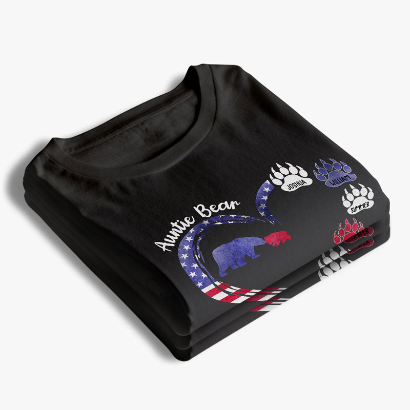 T-shirt unisexe personnalisé « Cœur patriotique » de Maman Ourse – Cadeau du 4 juillet