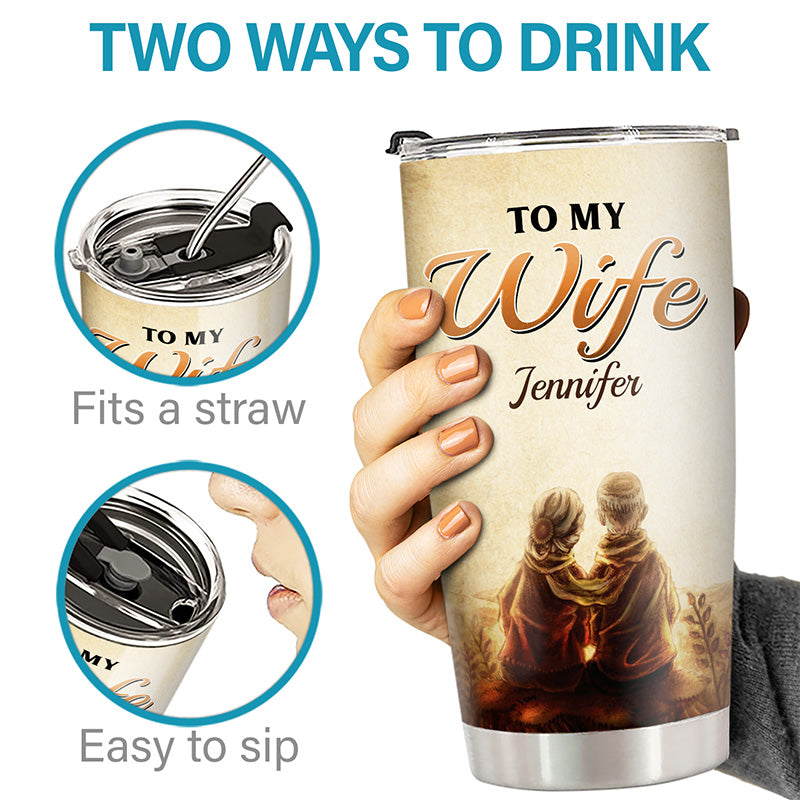 Je t'aime pour toujours et à jamais - Verre personnalisé pour couple - Cadeau pour mari et femme, anniversaire