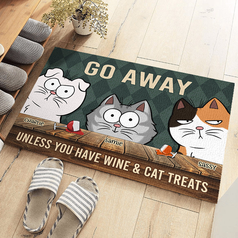 Partez sans friandises pour chat ! Tapis décoratif personnalisé pour chat ! Cadeau pour propriétaires et amoureux des animaux