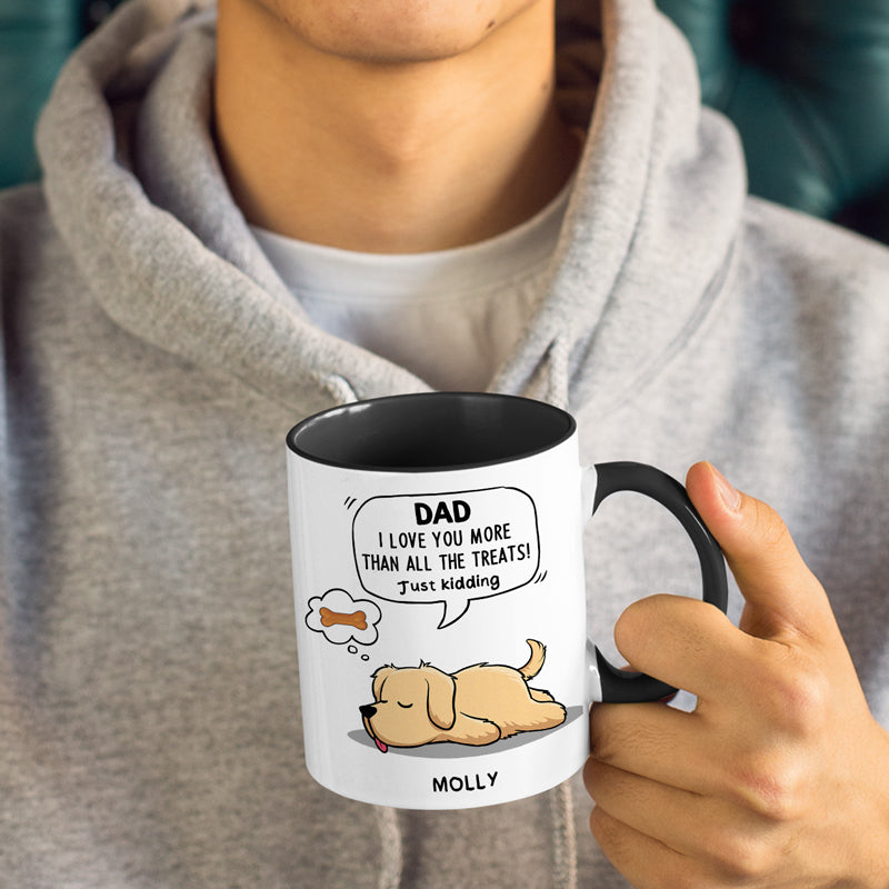Je t'aime plus que toutes les friandises - Mug personnalisé pour chien - Fête des pères, cadeau pour les propriétaires d'animaux et les amoureux des animaux