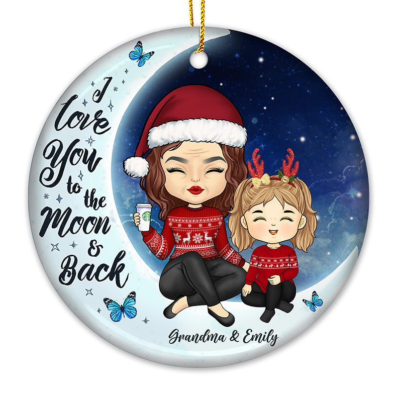 Je t'aime toujours pour toujours - Ornement personnalisé pour la famille - Forme ronde en céramique - Cadeau de Noël pour les membres de la famille