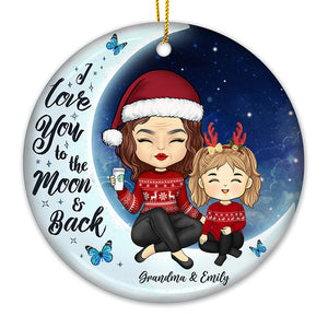 Je t'aime toujours pour toujours - Ornement personnalisé pour la famille - Forme ronde en céramique - Cadeau de Noël pour les membres de la famille