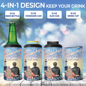 Je t'aime jusqu'à la plage et retour - Gobelet isotherme 4 en 1 personnalisé pour couple - Vacances d'été, cadeau pour mari et femme, anniversaire