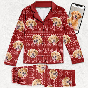 Custom Photo Have A Pawesome Christmas - Dog & Cat Personalized Custom Face Photo Pajamas - Christmas Gift For Pet Owners, Pet Lovers