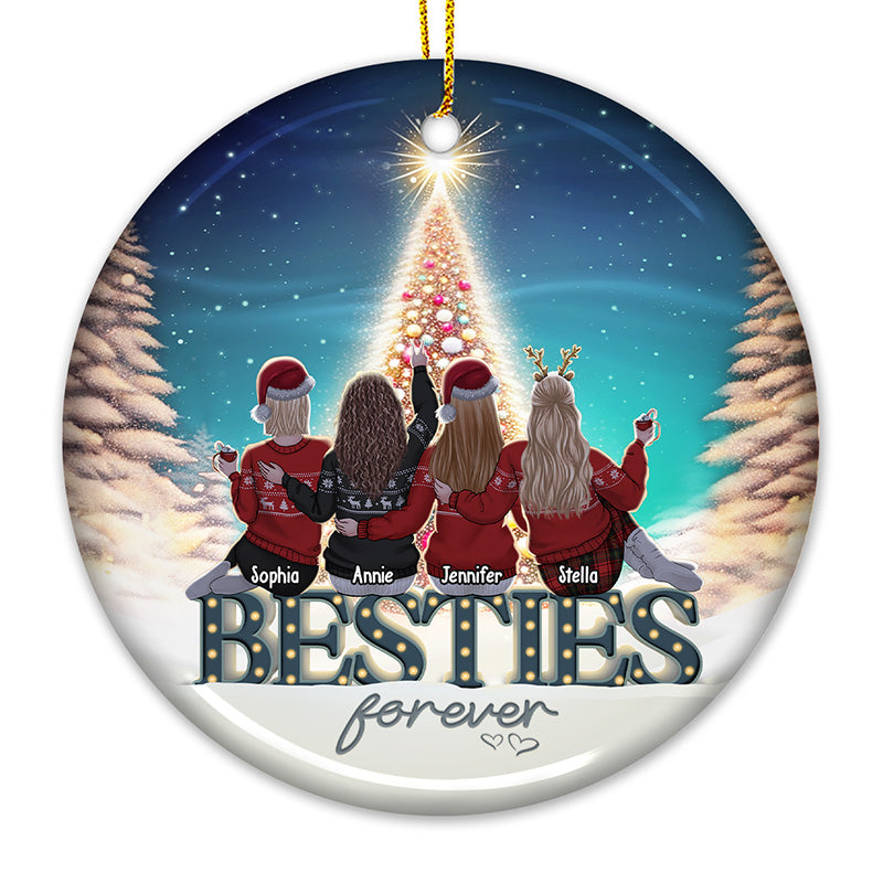 Meilleur ami au premier regard - Ornement personnalisé pour meilleure amie - Forme ronde en céramique - Cadeau de Noël pour meilleures amies, meilleures amies, sœurs