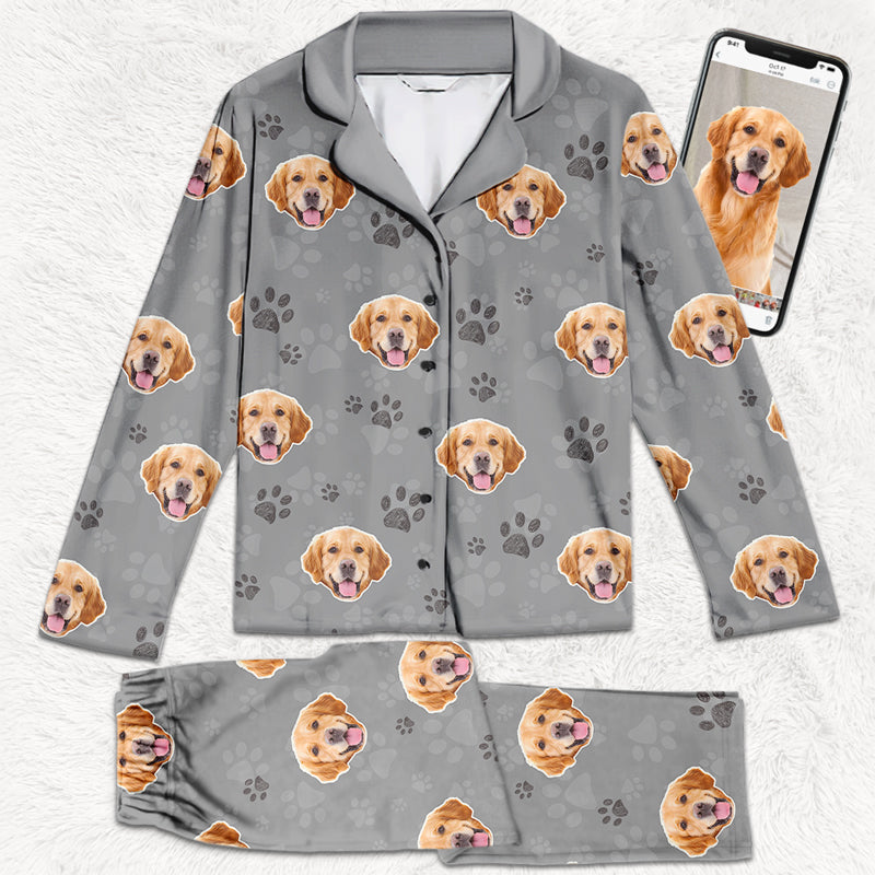Pyjama personnalisé avec photo « Mon chien me trouve cool » - Cadeau de Noël pour les propriétaires et les amoureux des animaux