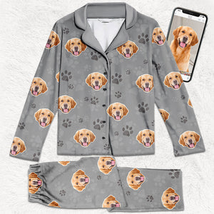Pyjama personnalisé avec photo « Mon chien me trouve cool » - Cadeau de Noël pour les propriétaires et les amoureux des animaux