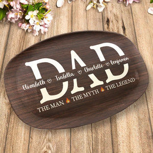 Papa l'homme le grill la légende - Plateau personnalisé familial - Cadeau de fête des pères, d'anniversaire pour papa