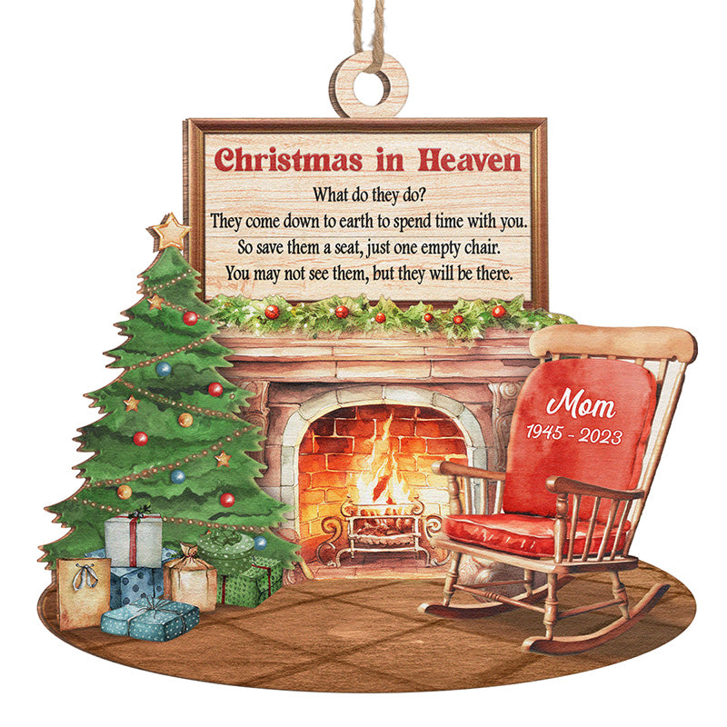 Noël au paradis - Ornement commémoratif personnalisé - Forme unique en bois - Cadeau de Noël, cadeau de condoléances pour les membres de la famille