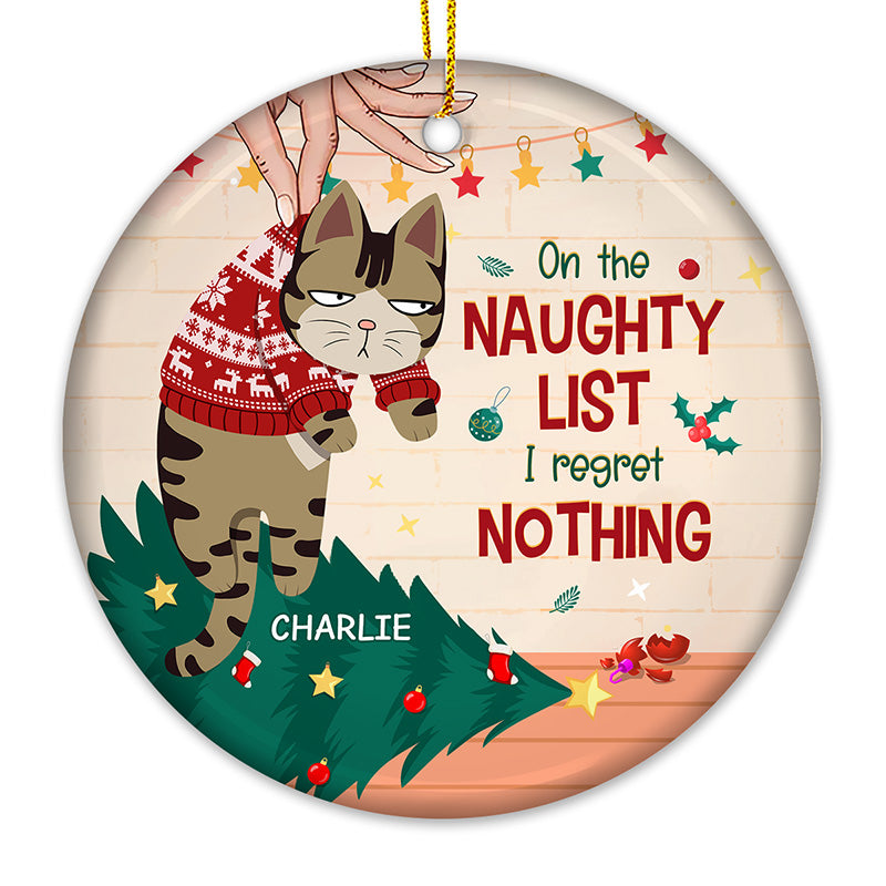 Est-ce assez joyeux ? – Ornement personnalisé en forme de chat – Forme ronde en céramique – Cadeau de Noël pour les propriétaires d'animaux et les amoureux des animaux.
