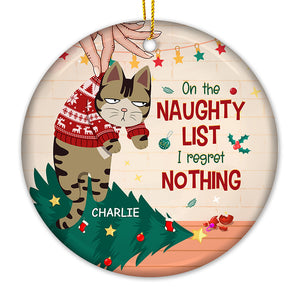 Est-ce assez joyeux ? – Ornement personnalisé en forme de chat – Forme ronde en céramique – Cadeau de Noël pour les propriétaires d'animaux et les amoureux des animaux.