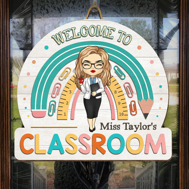 Bienvenue dans notre salle de classe - Panneau en bois personnalisé pour la décoration intérieure - Cadeau de pendaison de crémaillère pour la rentrée scolaire