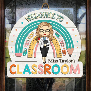 Bienvenue dans notre salle de classe - Panneau en bois personnalisé pour la décoration intérieure - Cadeau de pendaison de crémaillère pour la rentrée scolaire