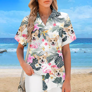 Custom Photo Summer Time White & Pink Style - Dog & Cat Personalized Custom Unisex Tropical Hawaiian Aloha Shirt - Summer Vacation Gift, Gift For Pet Owners, Pet Lovers