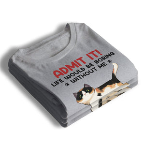 La vie est plus amusante avec nous - T-shirt, sweat à capuche et sweat-shirt unisexe personnalisé avec chat - Fête des pères, fête des mères, cadeau pour les propriétaires d'animaux et les amoureux des animaux