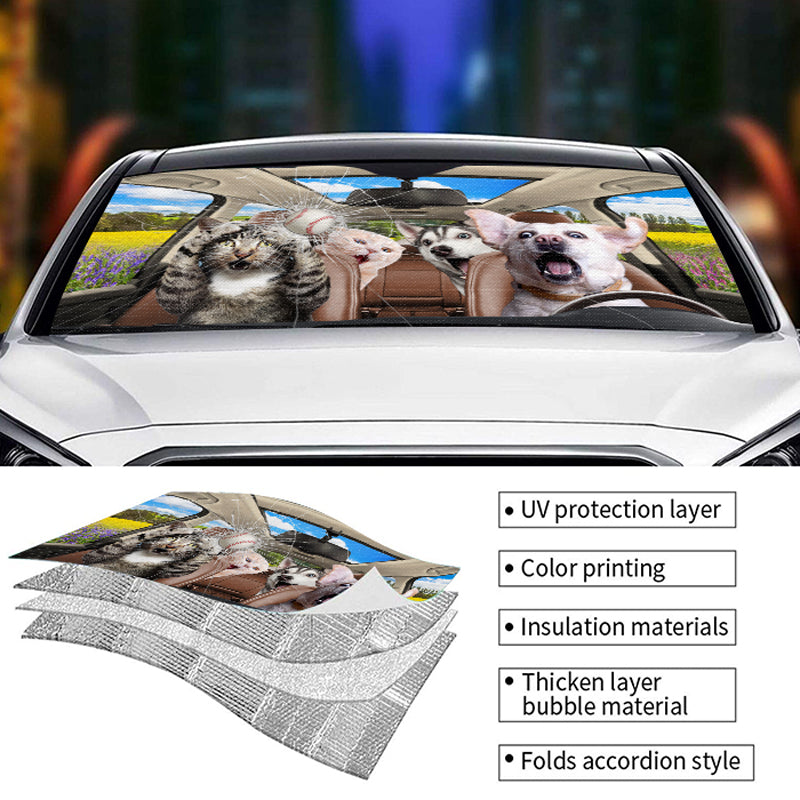 Photo personnalisée « Les meilleurs amis sont des personnes avec des pattes » - Pare-soleil de pare-brise de voiture personnalisé pour chien et chat, protection de fenêtre de voiture - Cadeau pour propriétaires d'animaux et amoureux des animaux