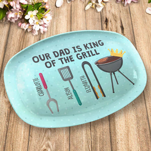 Papa est le roi du barbecue - Plateau personnalisé pour la famille - Cadeau pour la fête des pères et l'anniversaire de papa