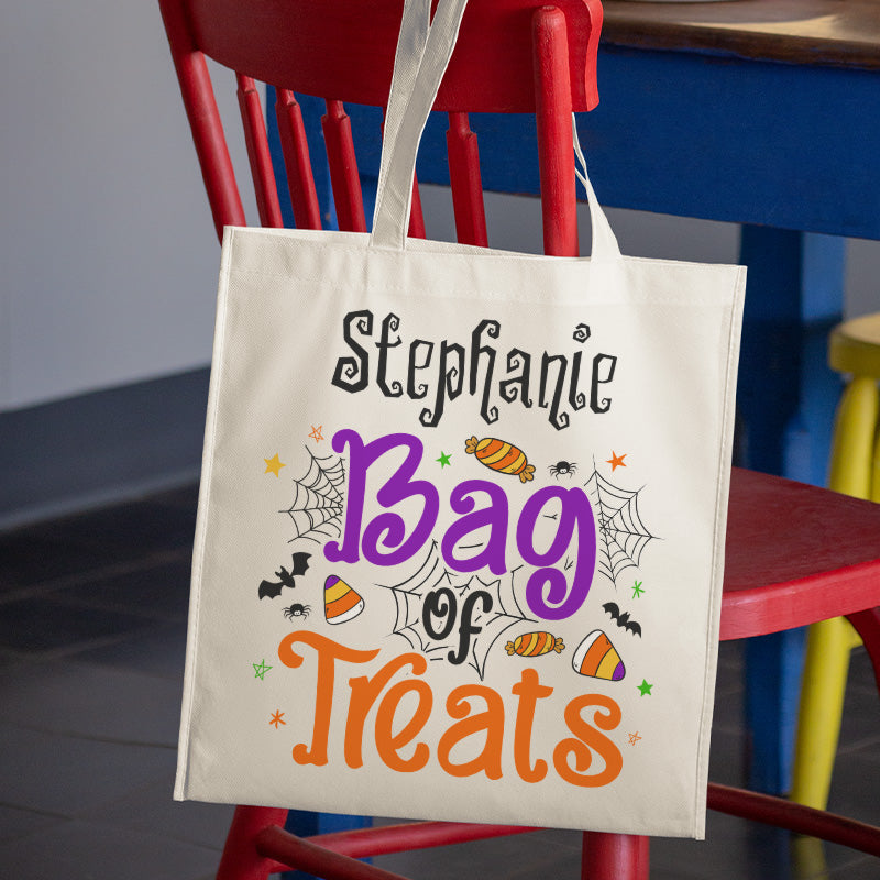 Sac de friandises - Sac fourre-tout personnalisé pour la famille - Cadeau d'Halloween pour enfant