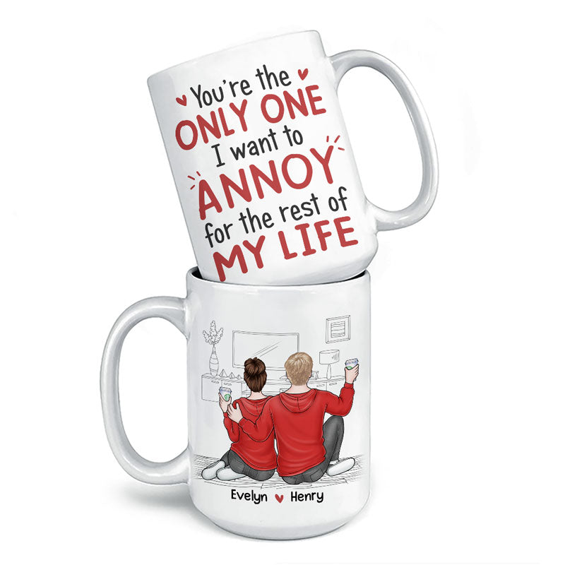 Je promets de te toucher les fesses - Tasse personnalisée pour couple - Cadeau pour mari et femme, anniversaire
