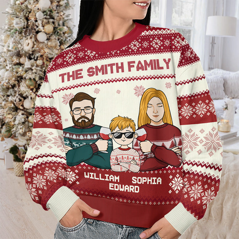 Ma partie préférée de Noël, c'est la famille - Sweat-shirt personnalisé moche pour la famille - Pull en laine unisexe - Cadeau de Noël pour les membres de la famille