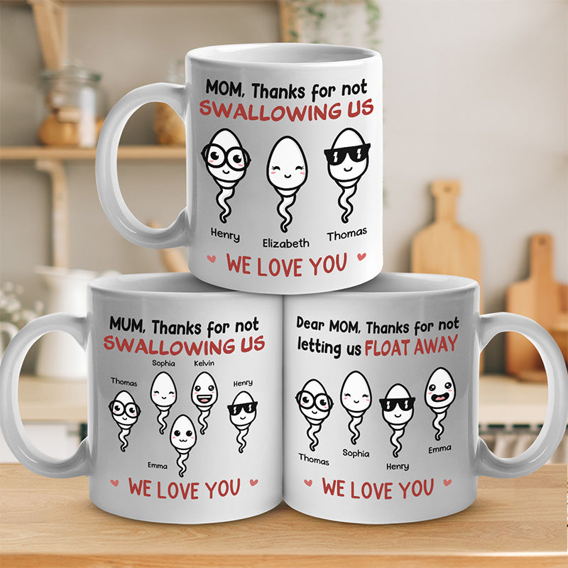 Maman, merci de ne pas nous avoir avalés - Mug personnalisé pour la famille - Cadeau de fête des mères, d'anniversaire pour maman