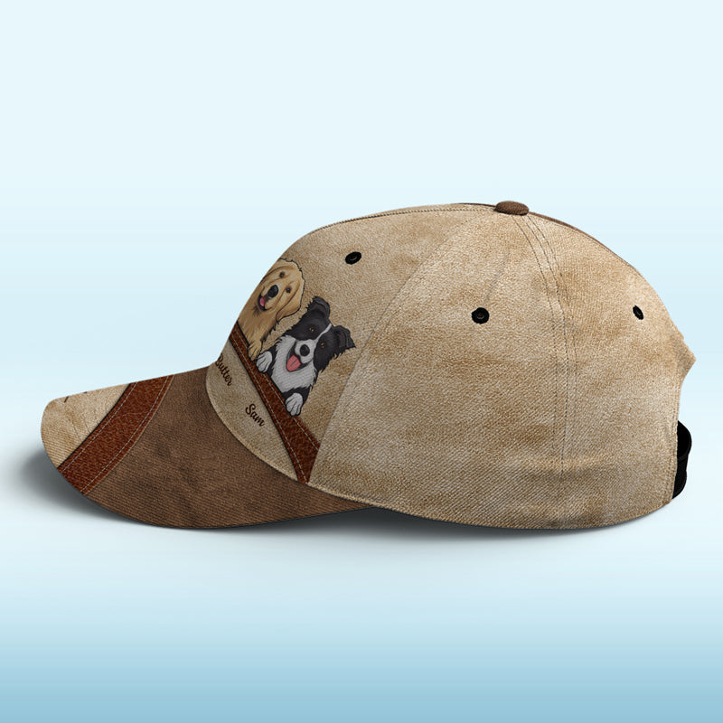 Le bonheur est un chiot rose chaleureux – Bonnet personnalisé pour chien, casquette classique à imprimé intégral – Nouveauté, cadeau pour les propriétaires et les amoureux des animaux