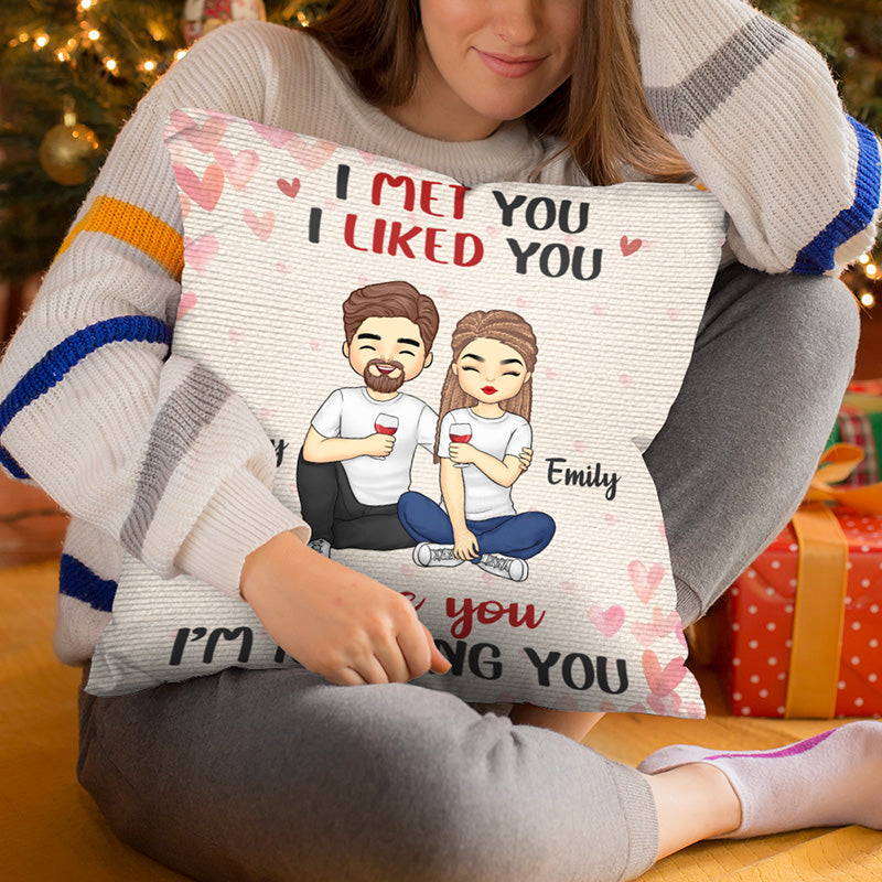 Je t'ai rencontré, je t'ai aimé, je t'aime - Oreiller personnalisé pour couple - Cadeau pour mari et femme, anniversaire