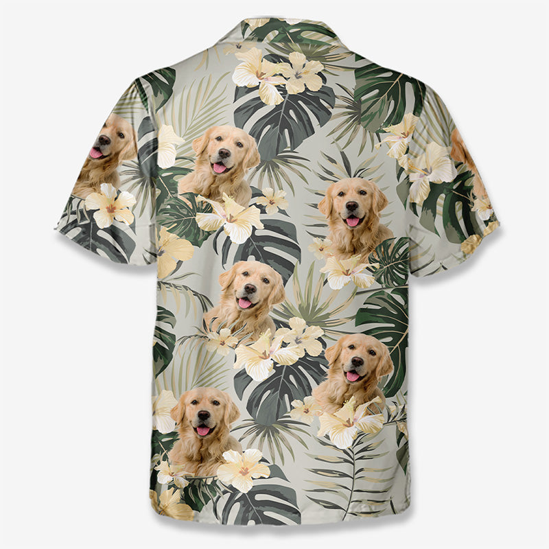 T-shirt hawaïen tropical unisexe personnalisé avec photo « Mélodie de l'été » pour chien et chat - Cadeau idéal pour les vacances d'été, les propriétaires d'animaux et les amoureux des animaux.