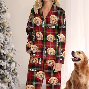 Pyjama personnalisé avec photo de carlins et de bisous - Cadeau de Noël pour les propriétaires et les amoureux des animaux