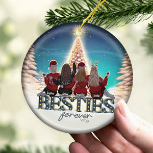 Meilleur ami au premier regard - Ornement personnalisé pour meilleure amie - Forme ronde en céramique - Cadeau de Noël pour meilleures amies, meilleures amies, sœurs