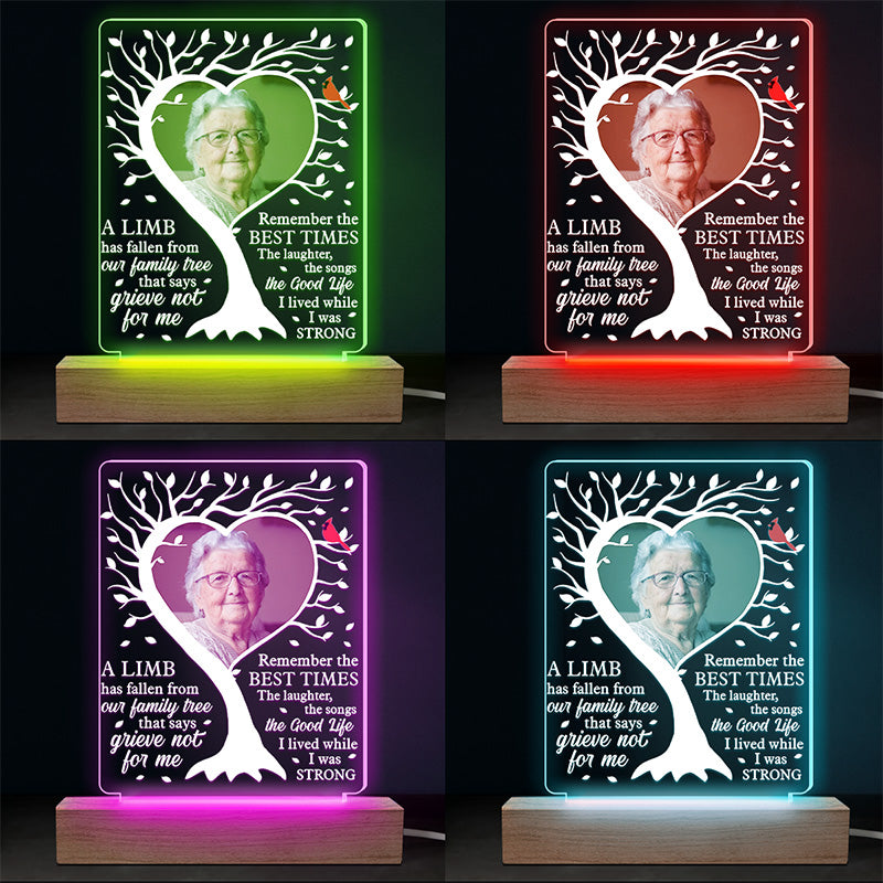 Photo personnalisée : souvenez-vous des meilleurs moments - Lumière LED 3D personnalisée en forme de mémorial - Cadeau de condoléances pour les membres de la famille