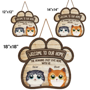 Bienvenue chez Meow House - Panneau en bois personnalisé en forme de chat - Cadeau de pendaison de crémaillère pour les propriétaires et les amoureux des animaux