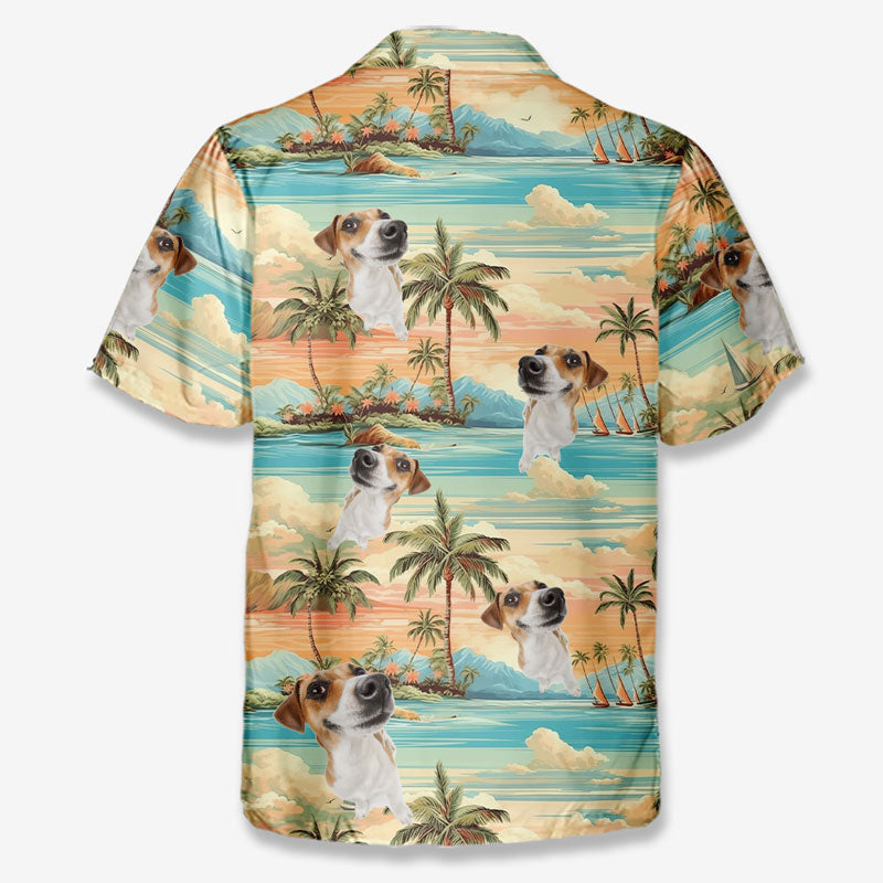 T-shirt hawaïen tropical unisexe personnalisé avec photo « Souvenirs éternels » pour chien et chat - Cadeau idéal pour les vacances d'été, les amoureux des animaux et les propriétaires d'animaux.