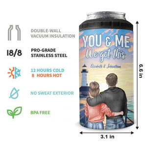 Je t'aime jusqu'à la plage et retour - Gobelet isotherme 4 en 1 personnalisé pour couple - Vacances d'été, cadeau pour mari et femme, anniversaire