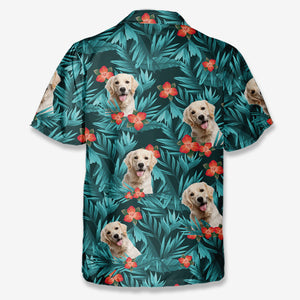 Motif personnalisé de fleurs et feuilles tropicales colorées - Chemise hawaïenne unisexe personnalisée pour chien et chat - Cadeau de vacances d'été, cadeau pour propriétaires d'animaux et amoureux des animaux
