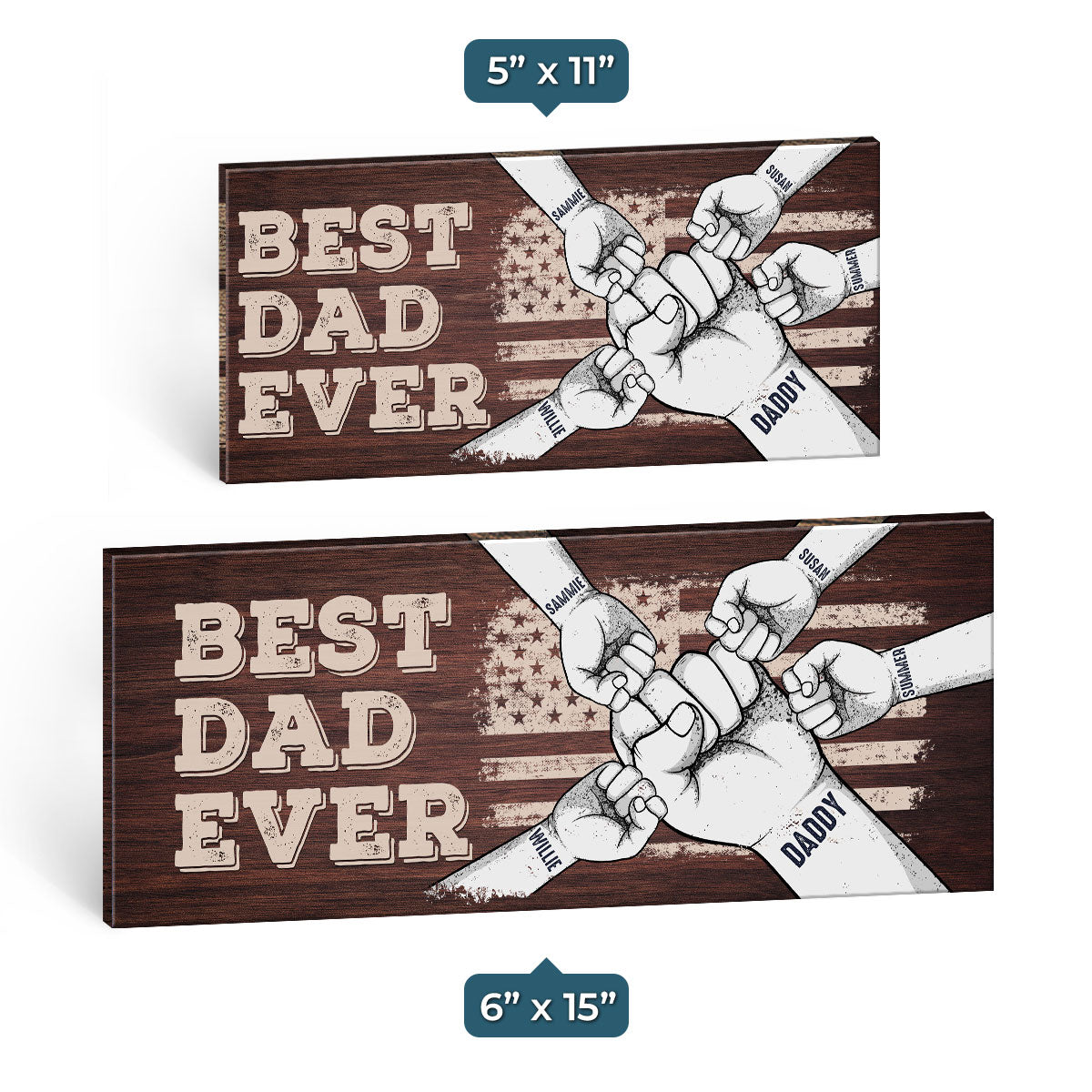 Best Dad Ever - Family Personalized Custom Rectangle Shaped Home Decor Wood Sign - Father's Day, House Warming Gift For Dad