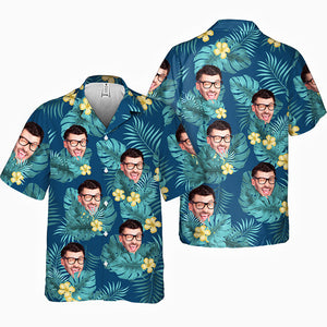 T-shirt hawaïen unisexe personnalisé avec photo « Heure d'été » pour couple - Cadeau idéal pour les vacances d'été, pour mari et femme