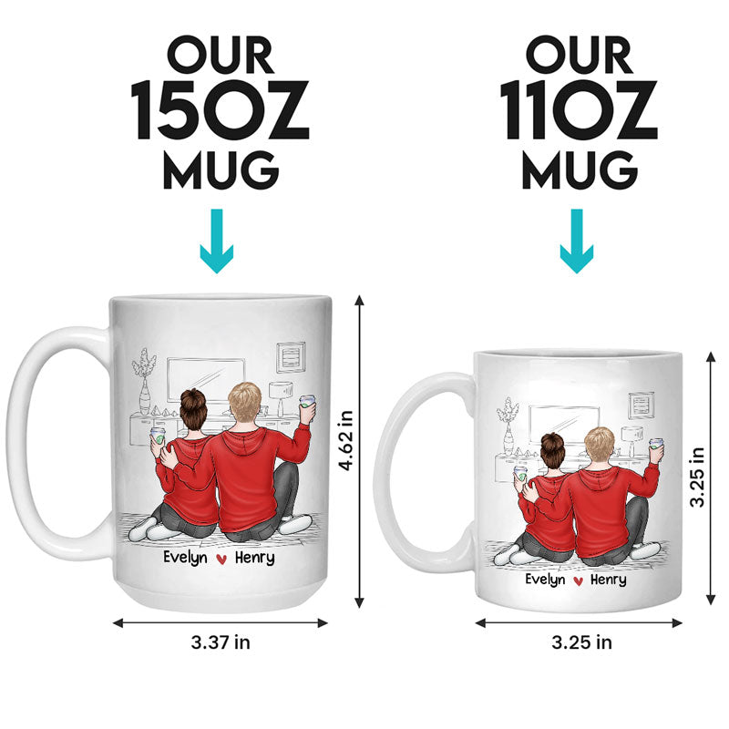 Je promets de te toucher les fesses - Tasse personnalisée pour couple - Cadeau pour mari et femme, anniversaire
