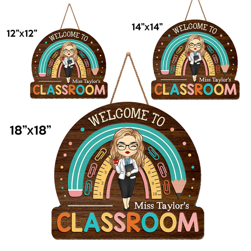 Bienvenue dans notre salle de classe - Panneau en bois personnalisé pour la décoration intérieure - Cadeau de pendaison de crémaillère pour la rentrée scolaire