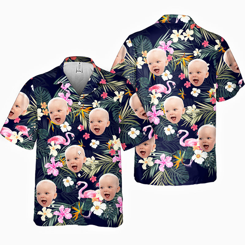 Chemise hawaïenne personnalisée avec photo « Brise d'été » - Chemises personnalisées pour la famille, chemises hawaïennes pour homme, chemise de plage, chemise Aloha pour homme - Cadeau pour les vacances d'été, cadeau pour les membres de la famille